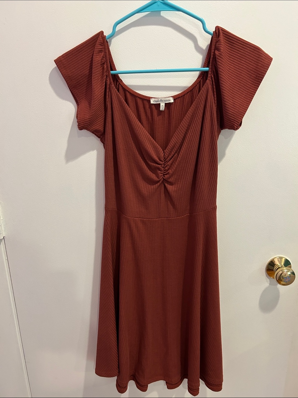 Charlotte Russe Rust Brown Ribbed Mini Dress